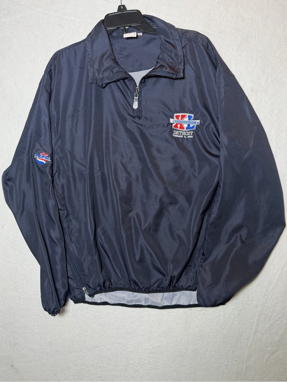 Vintage 2006 NFL Super Bowl XL Detroit Pullover Windbreaker Jacket XL Pepsi